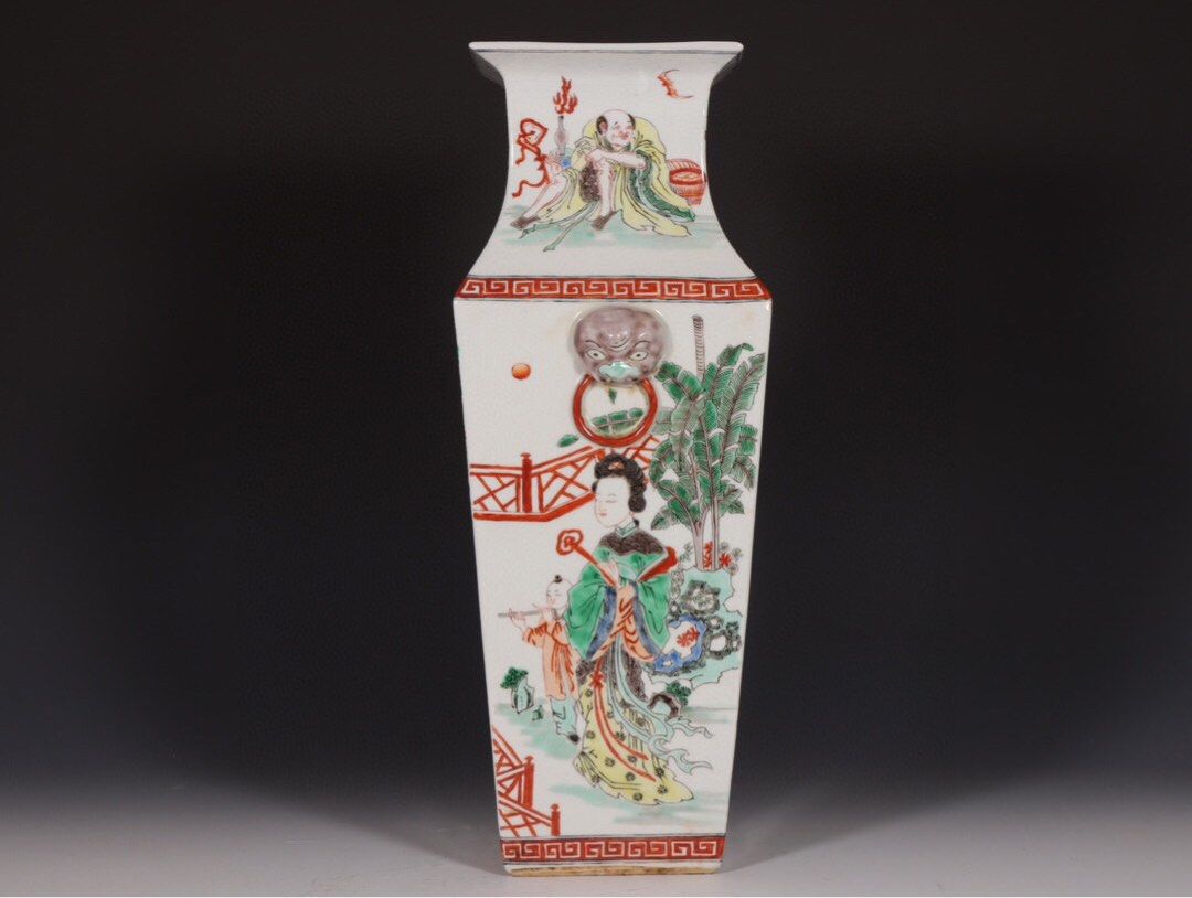 清康熙五彩人物故事圖獸耳四方瓶, 興趣及遊戲, 收藏品及紀念品, 古董