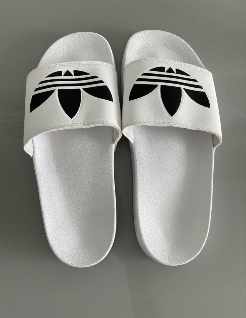 White and grey adidas slides on sale