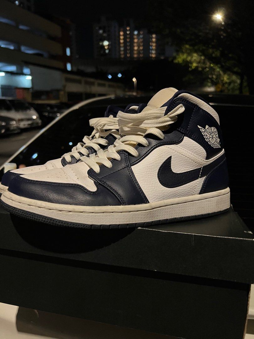 AIR JORDAN 1 MID OBSIDIAN BLUE Men s Fashion Footwear Sneakers