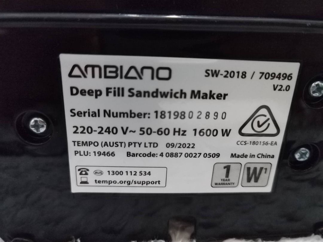 AMBIANO Deep Fill Sandwich Maker, Furniture & Home Living, Kitchenware