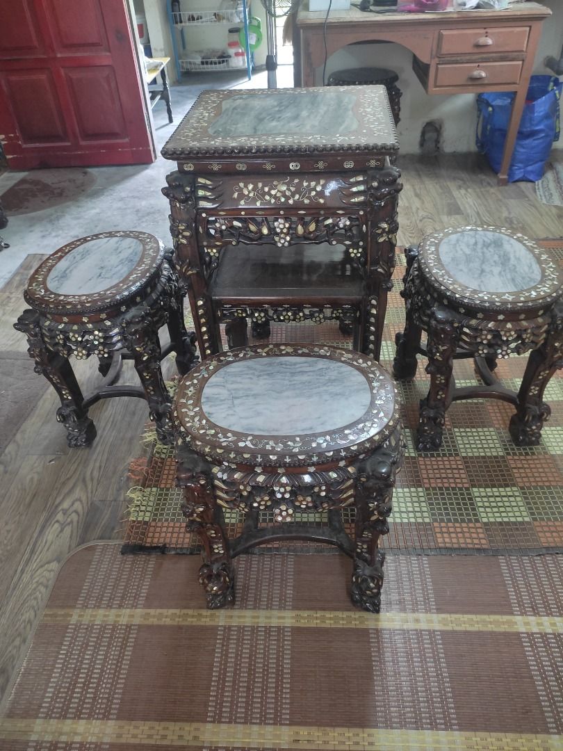 Antique Table Set, Furniture & Home Living, Furniture, Tables & Sets on