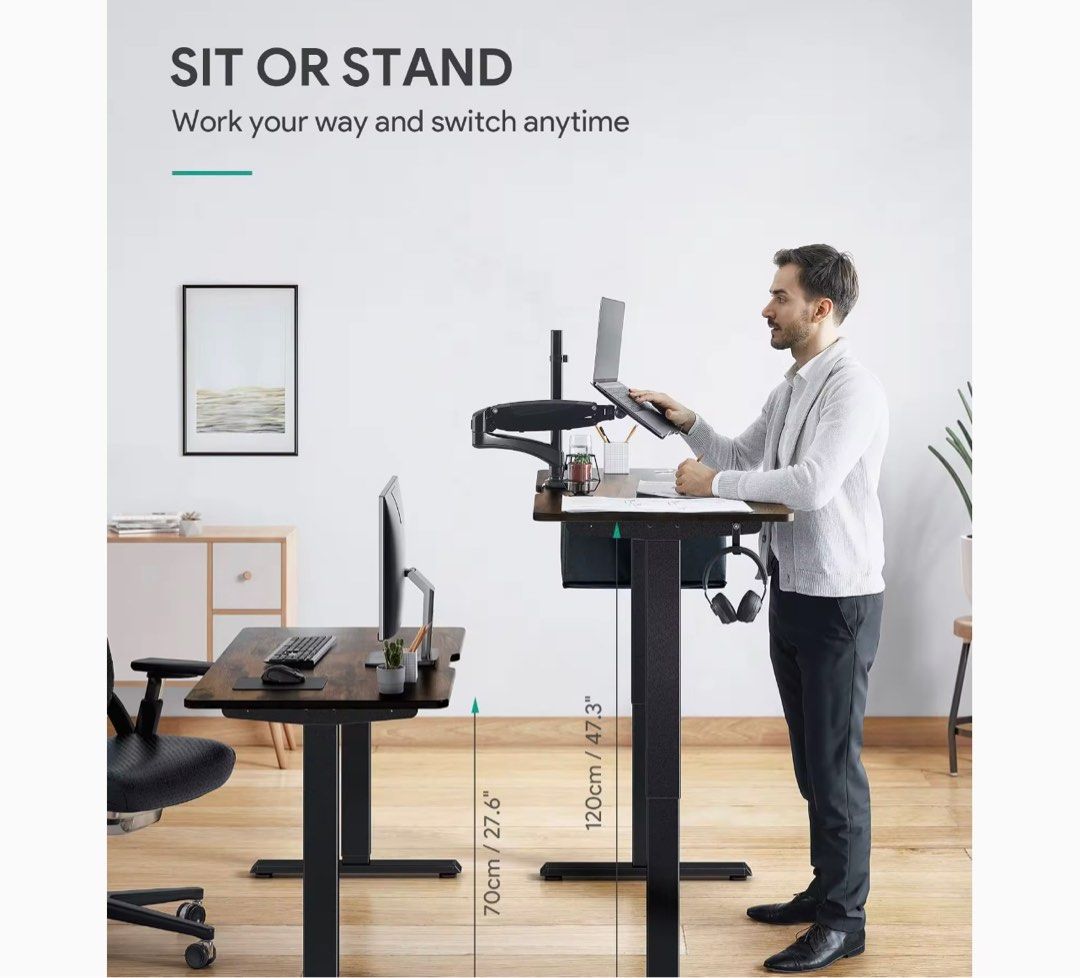 AUKEY Dual Motors Height-Adjustable Electric Standing Table, Furniture ...