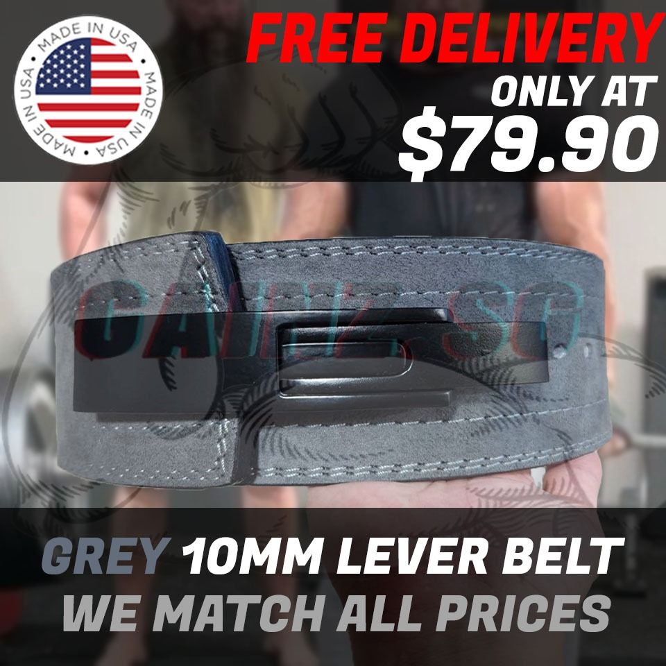Authentic 10mm Cowhide Suede Leather Grey Weight Lifting Belt