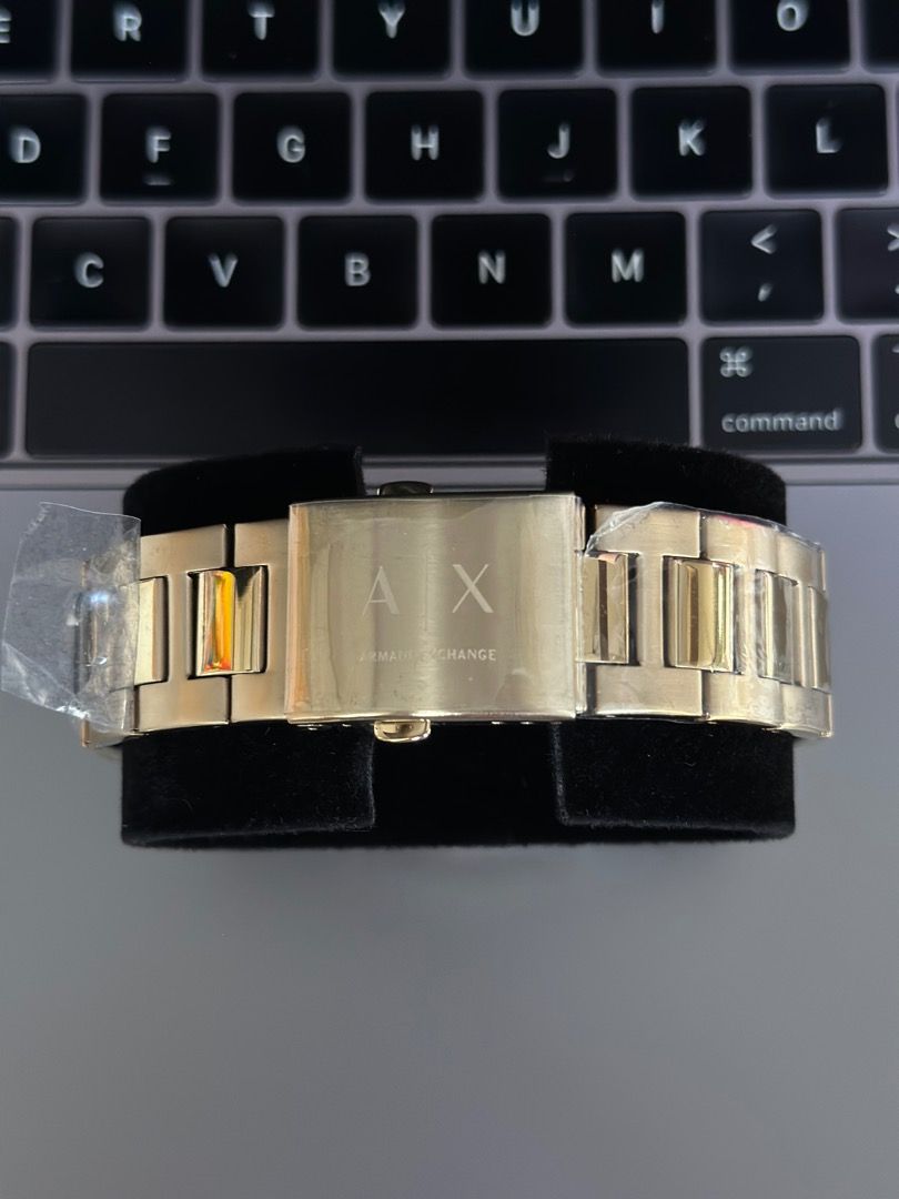 Authentic ARMANI EXCHANGE AX2095 Men s Black Dial Gold Plated