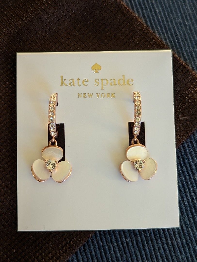 Authentic Kate spade earrings rose gold flower white mother of