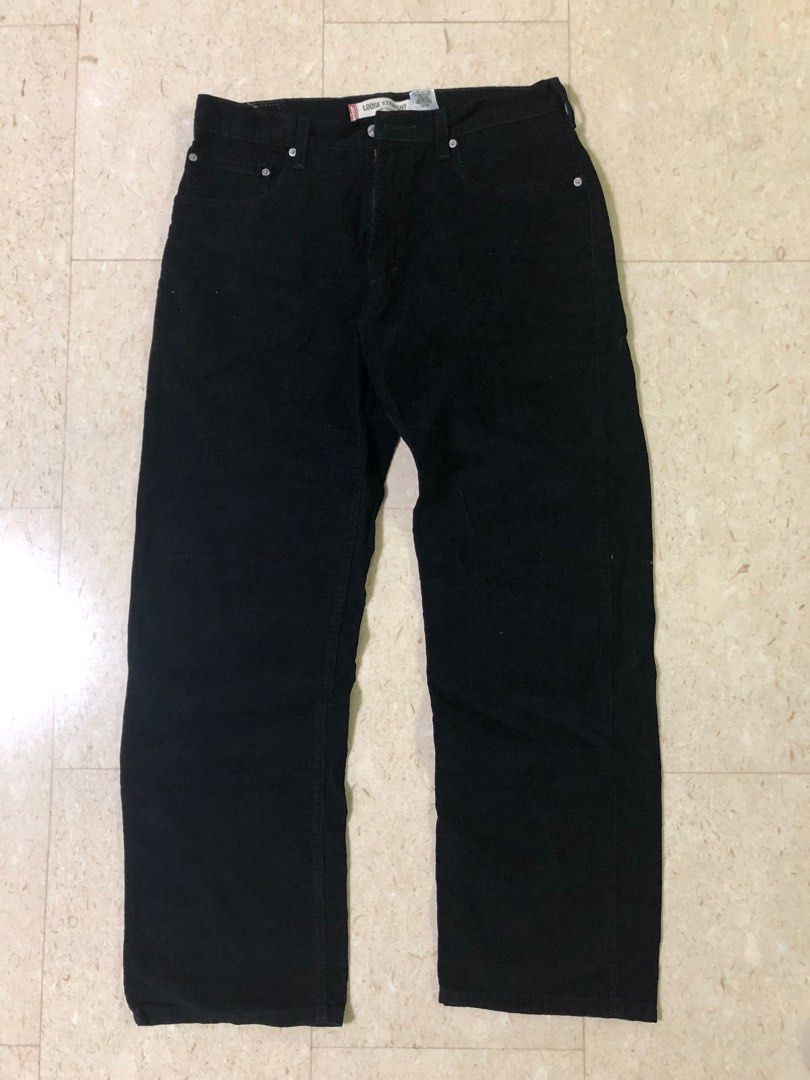 AUTHENTIC LEVI S 569 LOOSE STRAIGHT FIT BLACK CORDUROY JEANS