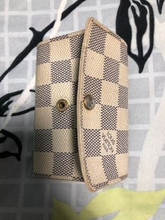 Authentic LOUIS VUITTON Key Holder White Damier Azur 4 Key 