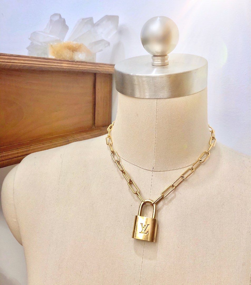 Louis Vuitton Authentic Brass Padlock Necklace