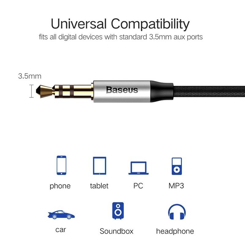 Baseus M30 Yiven Aux Audio Cable Male to Male 3.5mm Jack 0.5M 1M 1.5M Headphones Speaker NT1624, Audio, Portable Audio Accessories on Carousell
