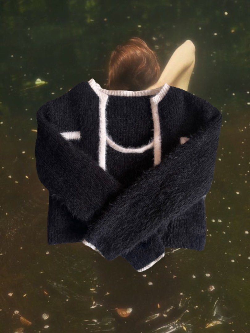 Black fuzzy cardigan sweater discount