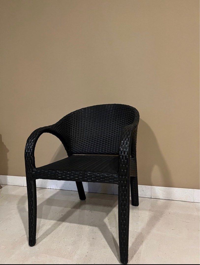 Black Rattan Chair, Furniture & Home Living, Furniture, Chairs on Carousell