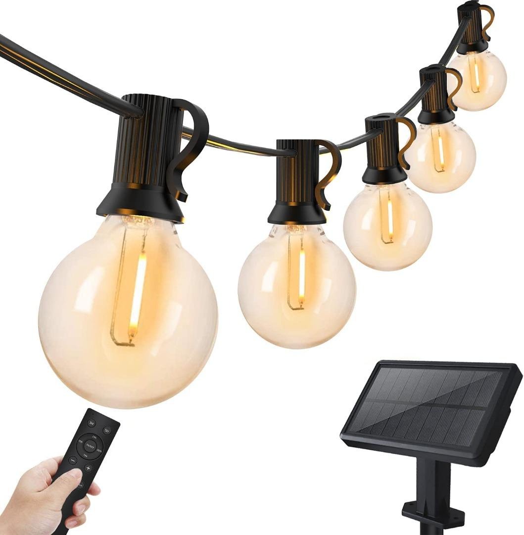 Bomcosy 25ft Outdoor Solar String Lights with Remote Control G40