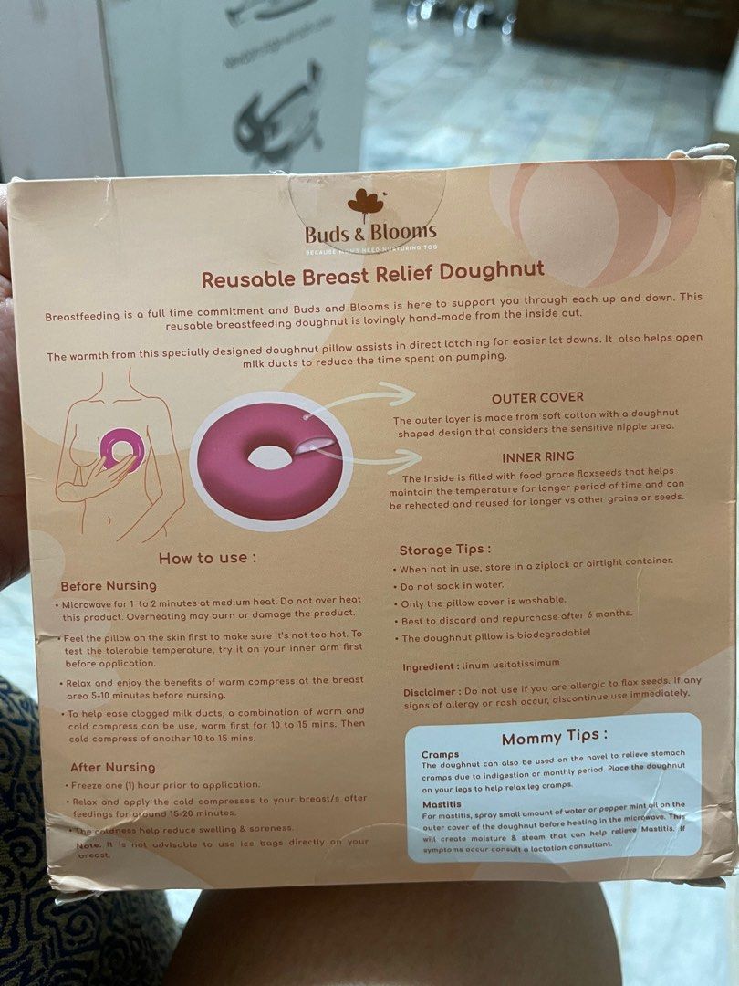 BUDS & BLOOMS BREASTFEEDING DOUGHNUT BOOB WARMERS on Carousell