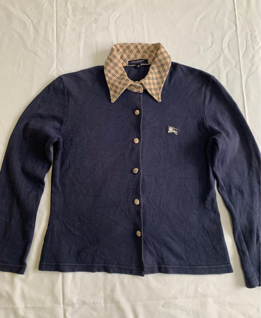 Purple burberry button up sales