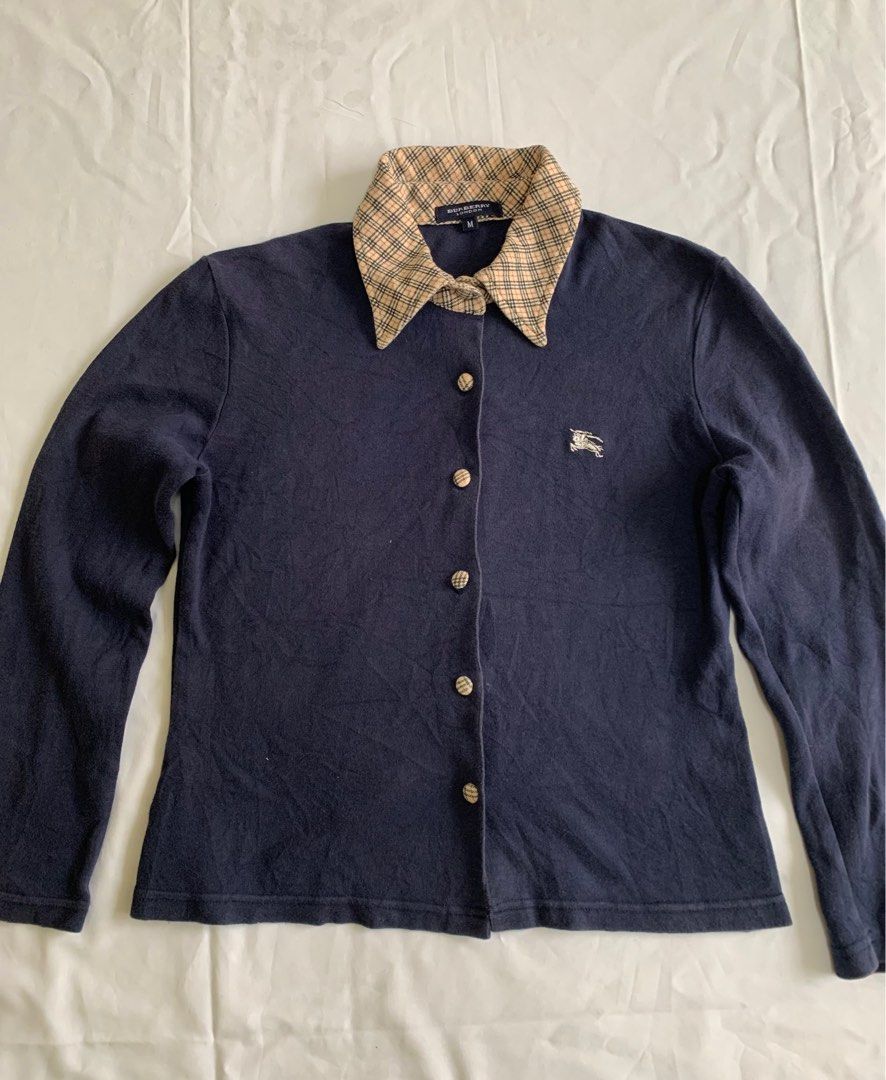 Purple burberry button shop up