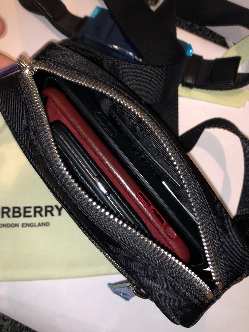 Burberry nylon beltbag (Category: Luxury Bags & Wallets) located in Taguig. Submitted by rraaa32 (Listing ID 1236945443, Image 3). Description: Bnew complete W/ gift receipt Beltbag bumbag.
