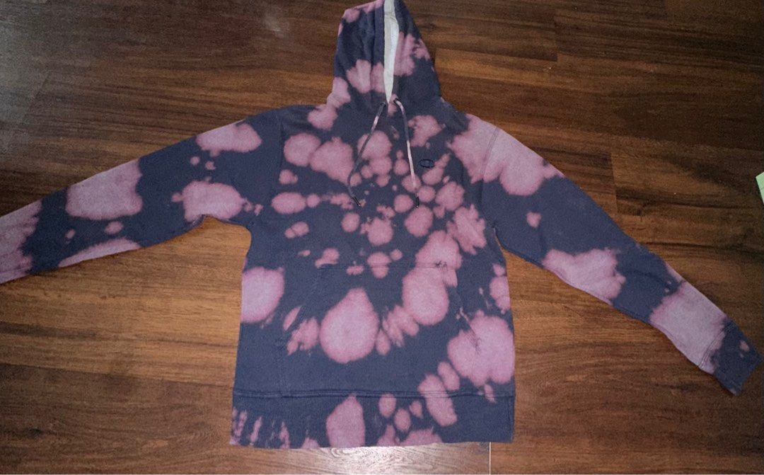 Champion Navy Bleach Tie Dye Hoodie Men s Fashion Tops Sets