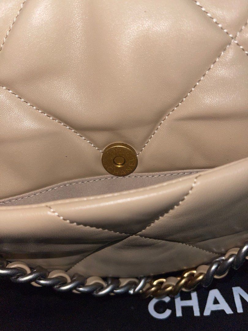 Chanel 19 Beige Sling bag, Luxury, Bags & Wallets on Carousell
