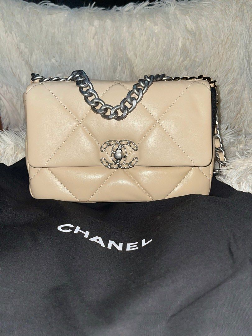 Chanel 19 Beige Sling bag, Luxury, Bags & Wallets on Carousell