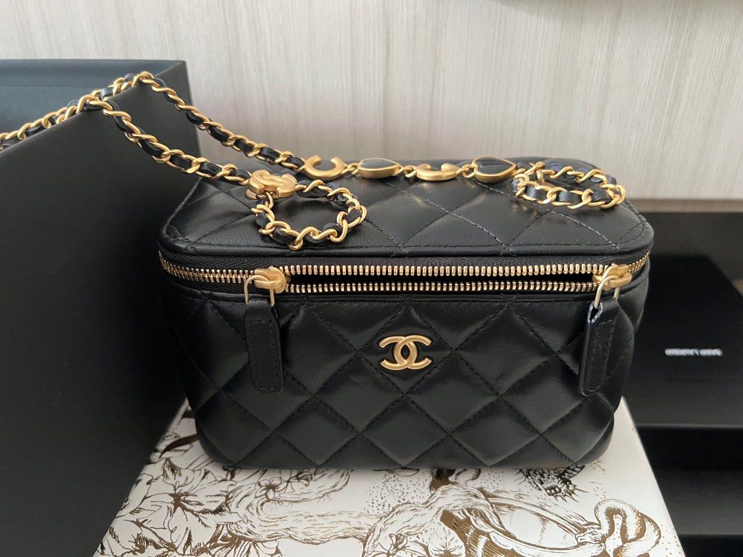 Chanel Vintage mini full flap bag black lambskin