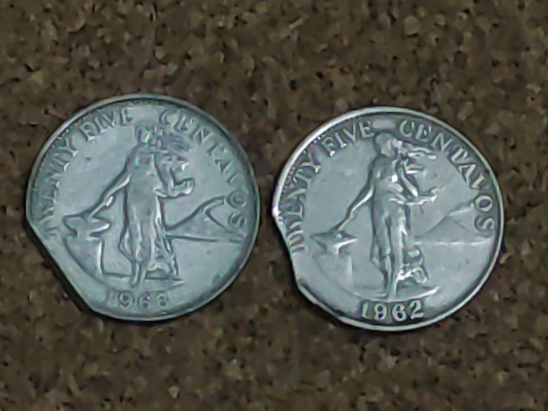 Clipped Planchet Error Coins (straight and curved) (Category: Currency) located in Lipa City. Submitted by mark_collections (Listing ID 1236900015, Image 1). Description: Clipped Planchet Error Coins (straight and curved) Mode of Payment: Gcash.