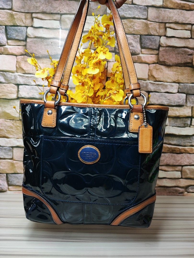 Coach embossed sale patent leather tote