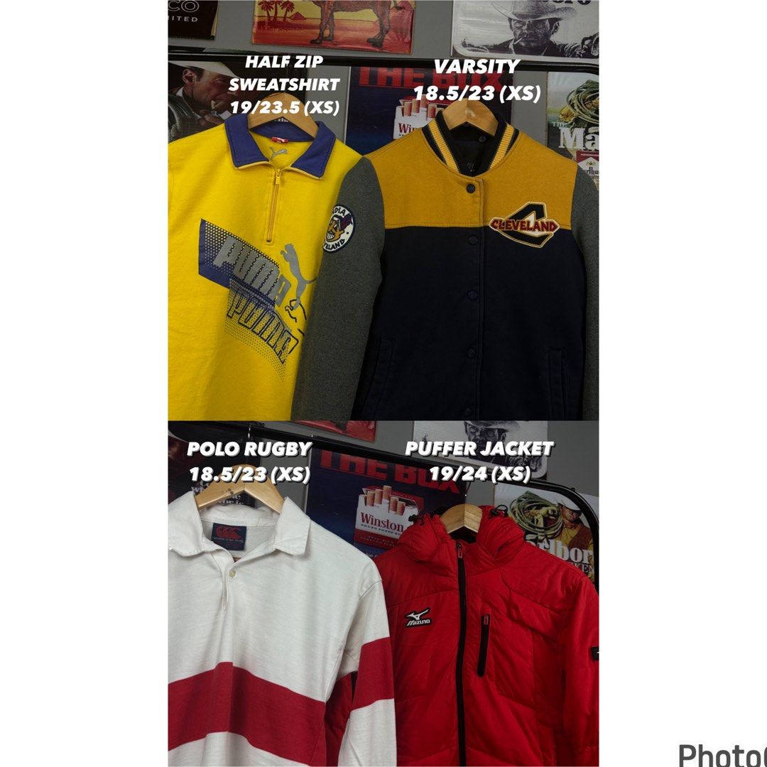 Combo polo rugby varsity puffer jacket sweatshirt Men s Fashion