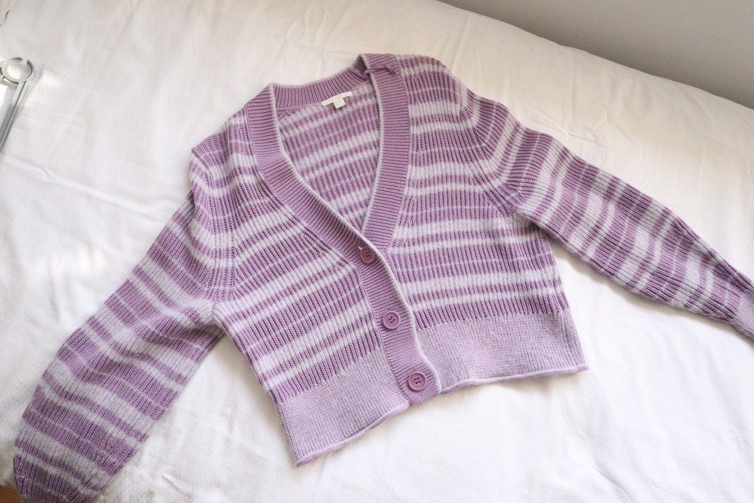 Purple striped cardigan shop