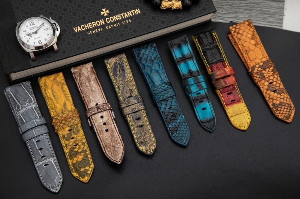 Custom made high quality leather straps for luxury watches. Alligator Crocodile Python Ostrich Stingray and more