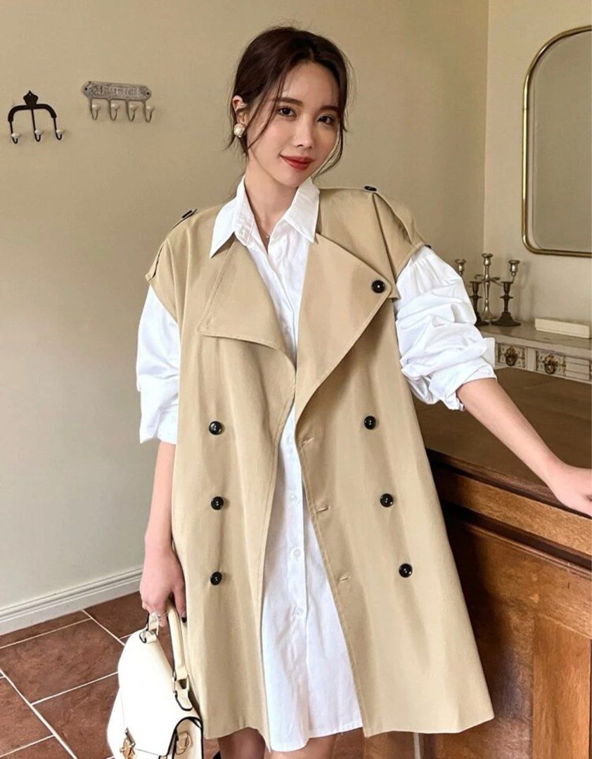 Double Breasted Brown Camel Belted Trench Coat Women s Fashion