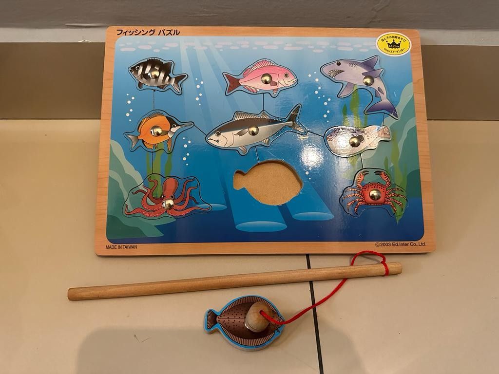 Ed.Inter 2in1 Wooden fishing Puzzle with magnetic, Hobbies & Toys