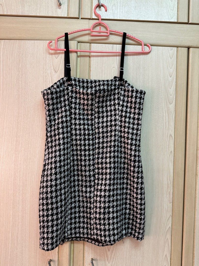Forever 21 checkered dress black white zip string Women s Fashion