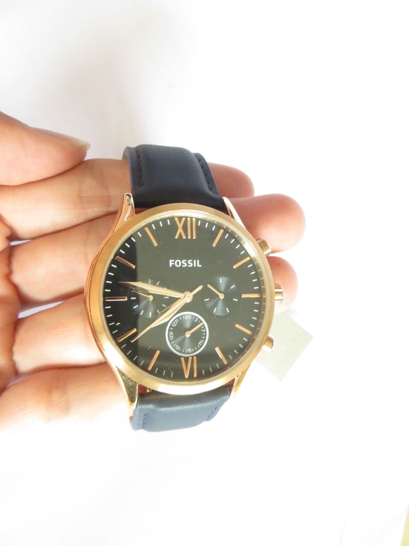 Fossil Fenmore Multifunction Navy Leather Watch BQ2412