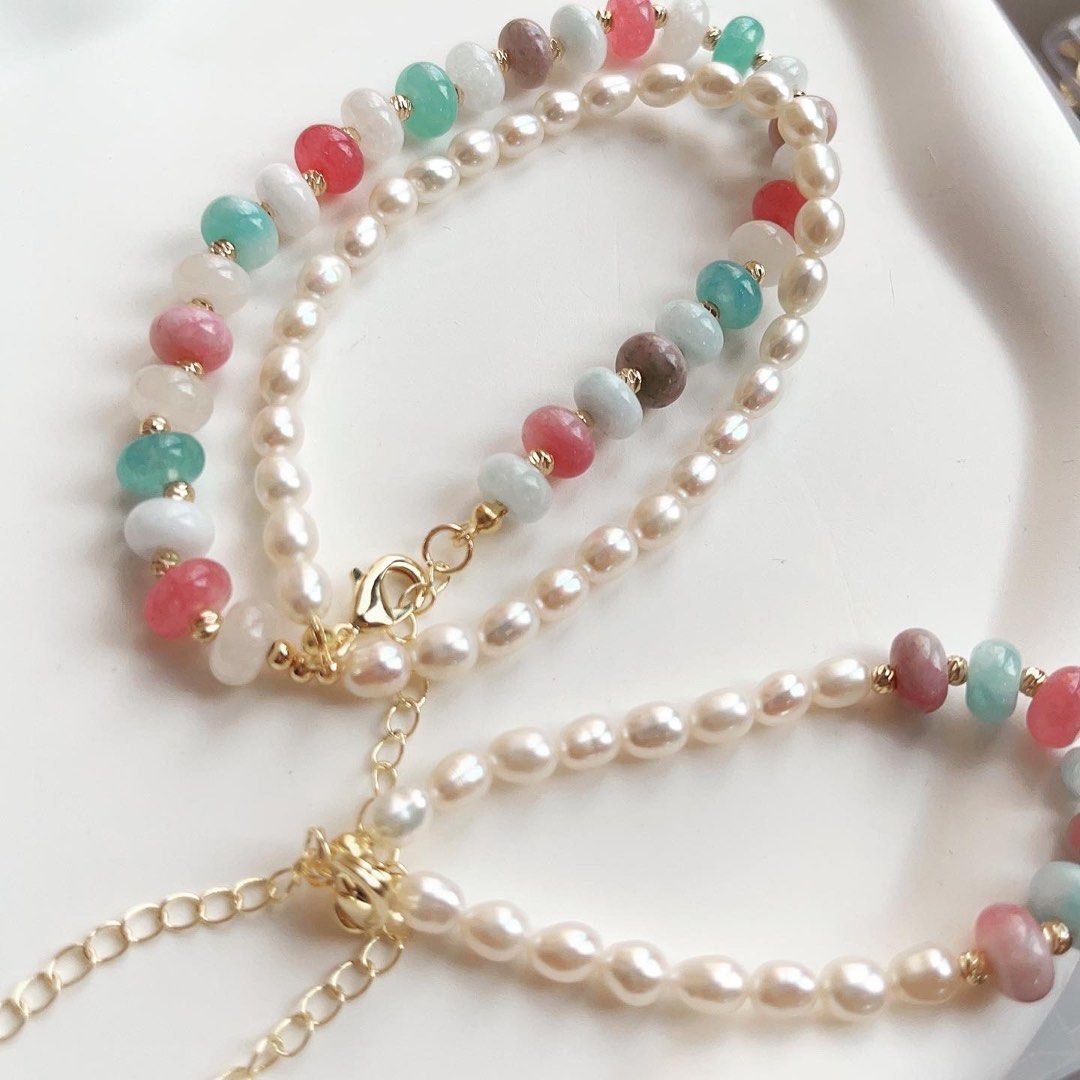 Freshwater pearl and outlet jade necklace