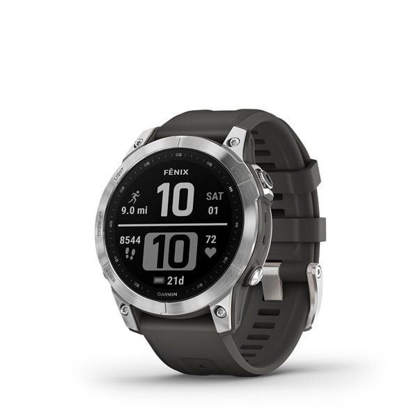 Garmin f nix 7 Series 47mm Scratch resistant Power Sapphire solar charging lens uses the sun s energy to extend battery life powering advanced