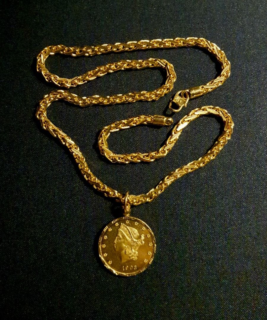 Real gold sales pendant set