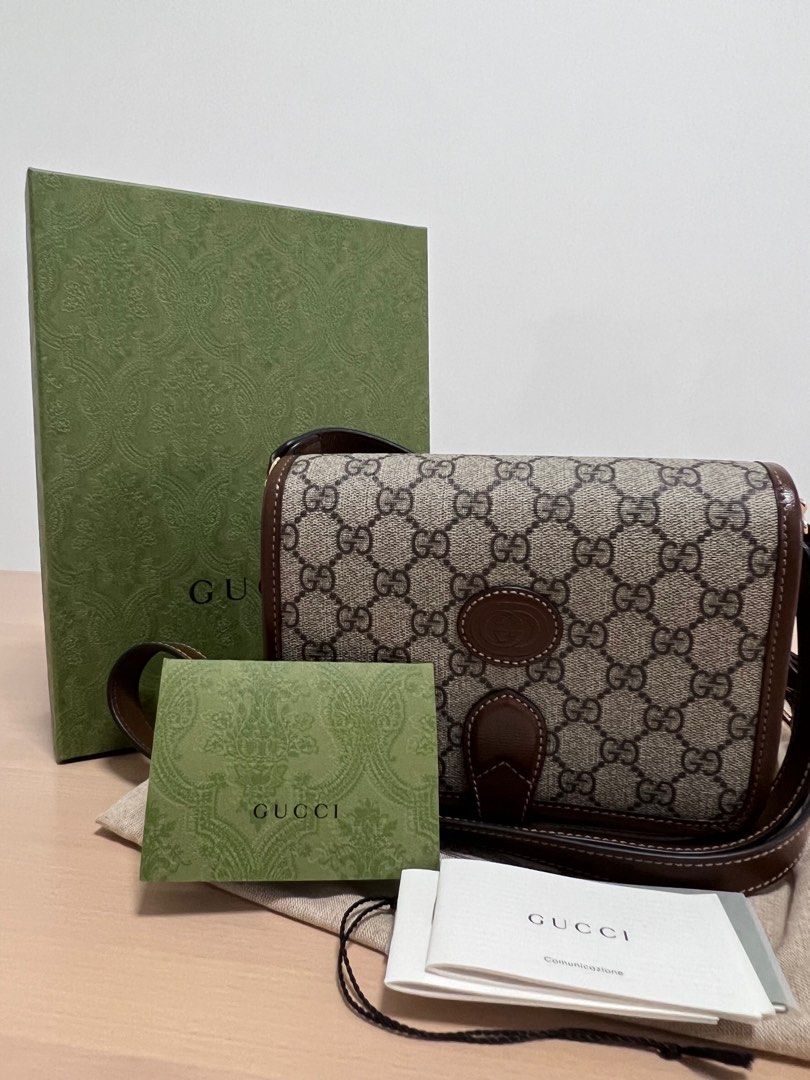GUCCI Gucci Interlocking G Mini Bag Shoulder Beige & Ebony GG