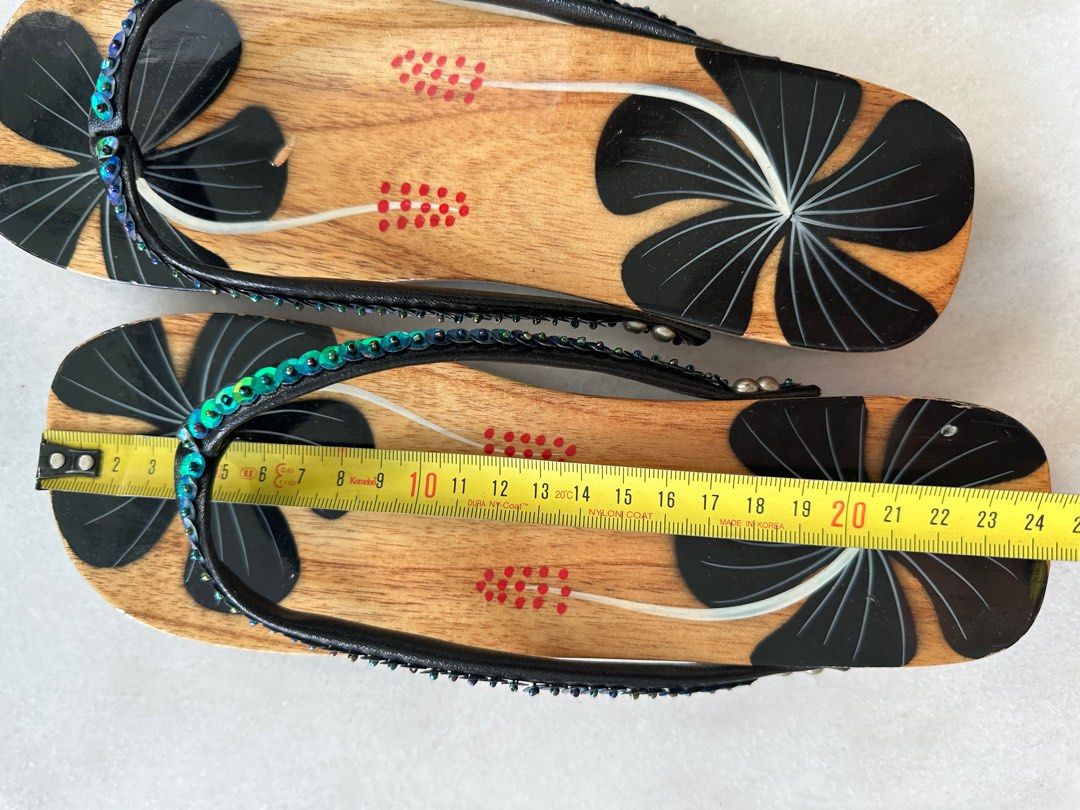 Hand painted Japanese clog sandals Women #39 s Fashion Footwear