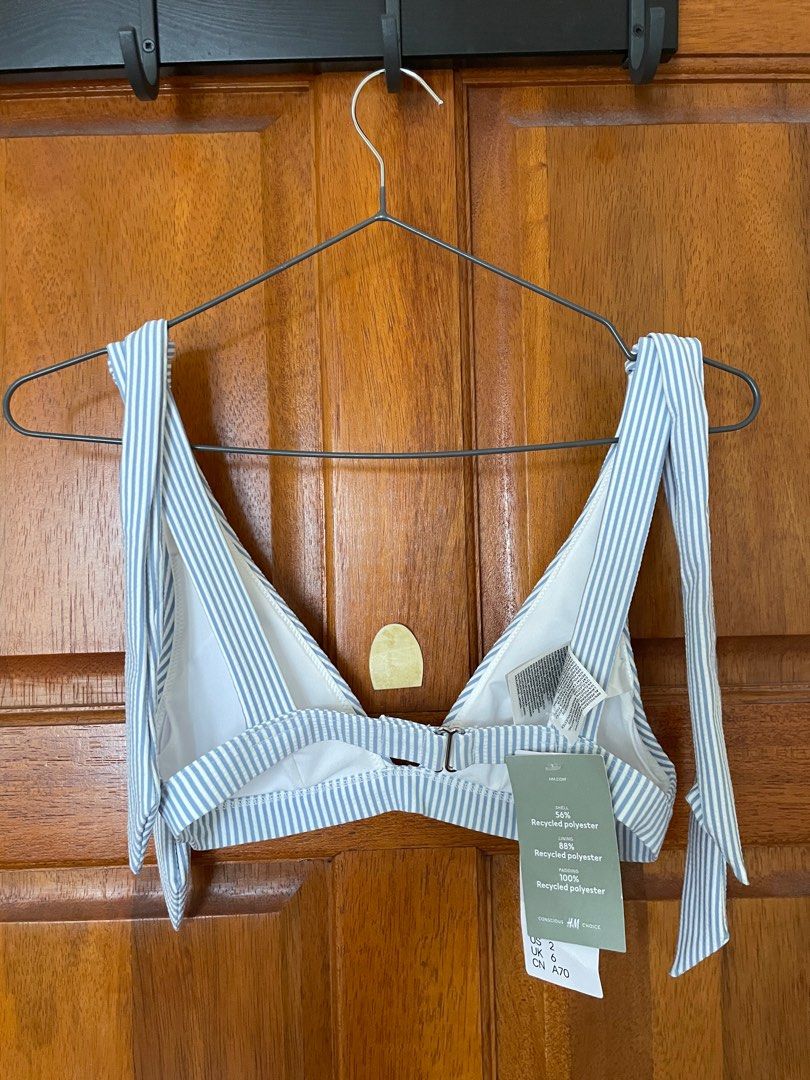H&m blue and white striped bikini online