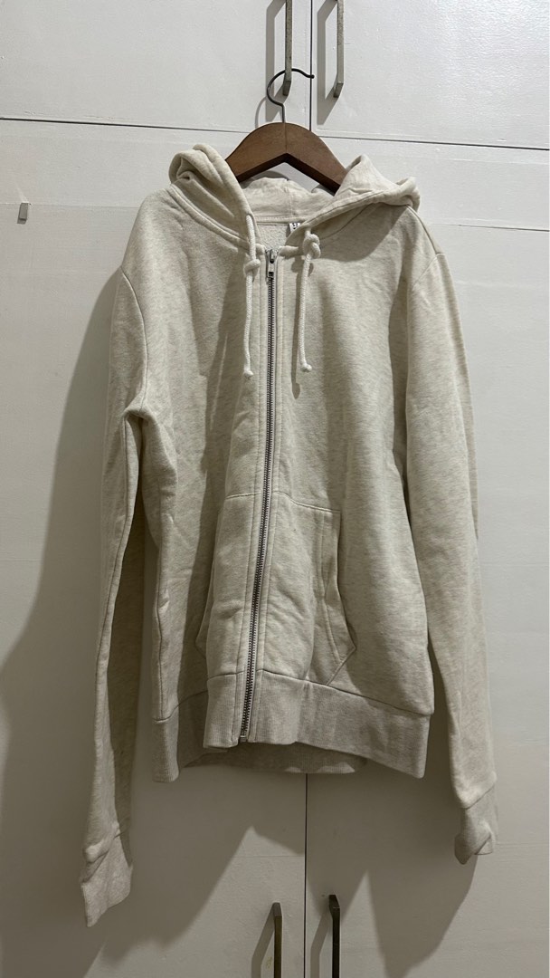 H&M Divided Zip Hoodie - Cream on Carousell