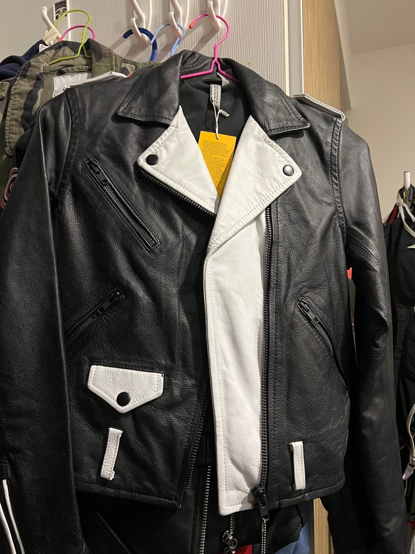 h&m real leather jacket