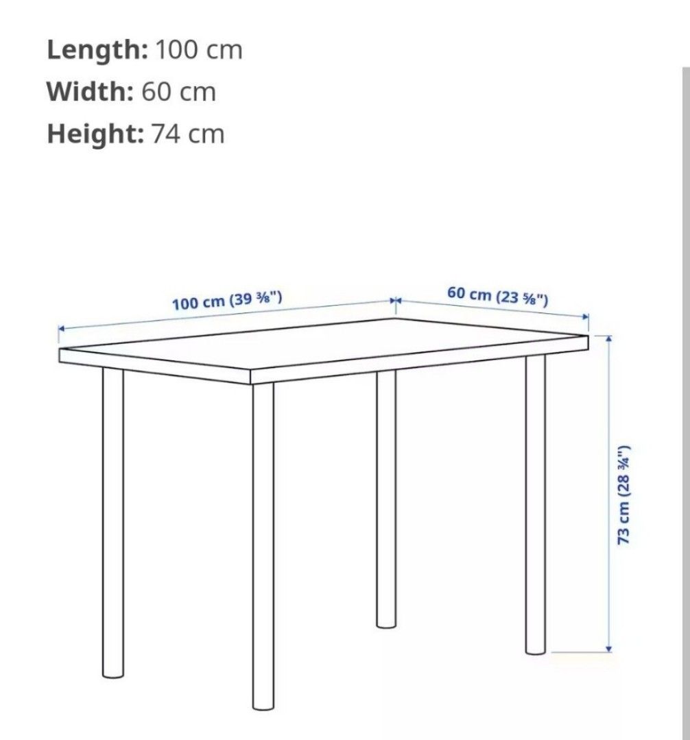 IKEA LINNMON/ ADILS table with add on ALEX drawer, Furniture & Home