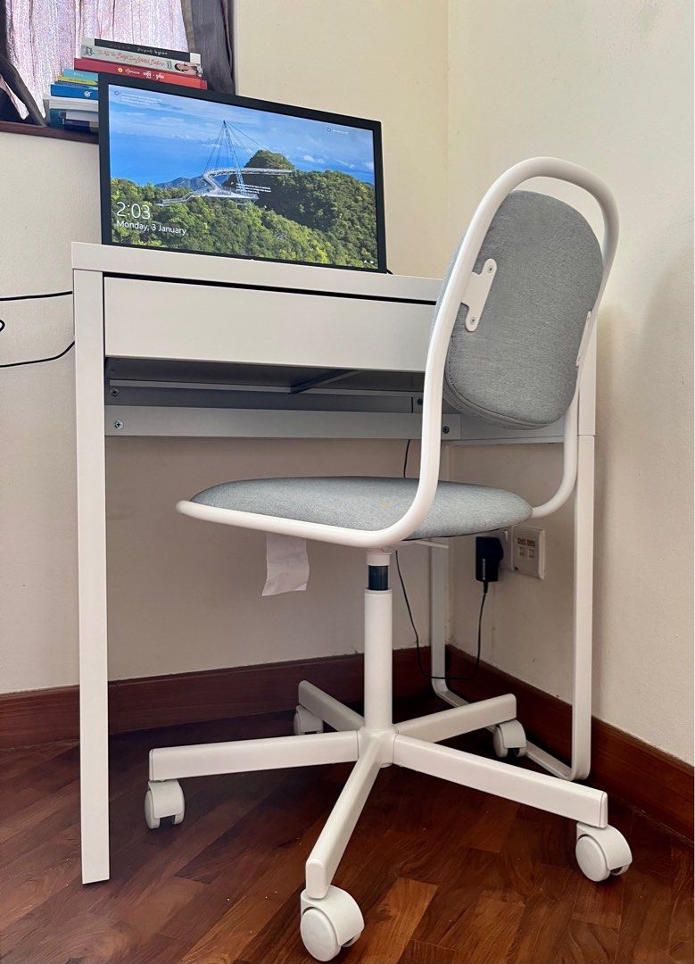 IKEA Office Table and Chair, Furniture & Home Living, Furniture, Tables & Sets on Carousell