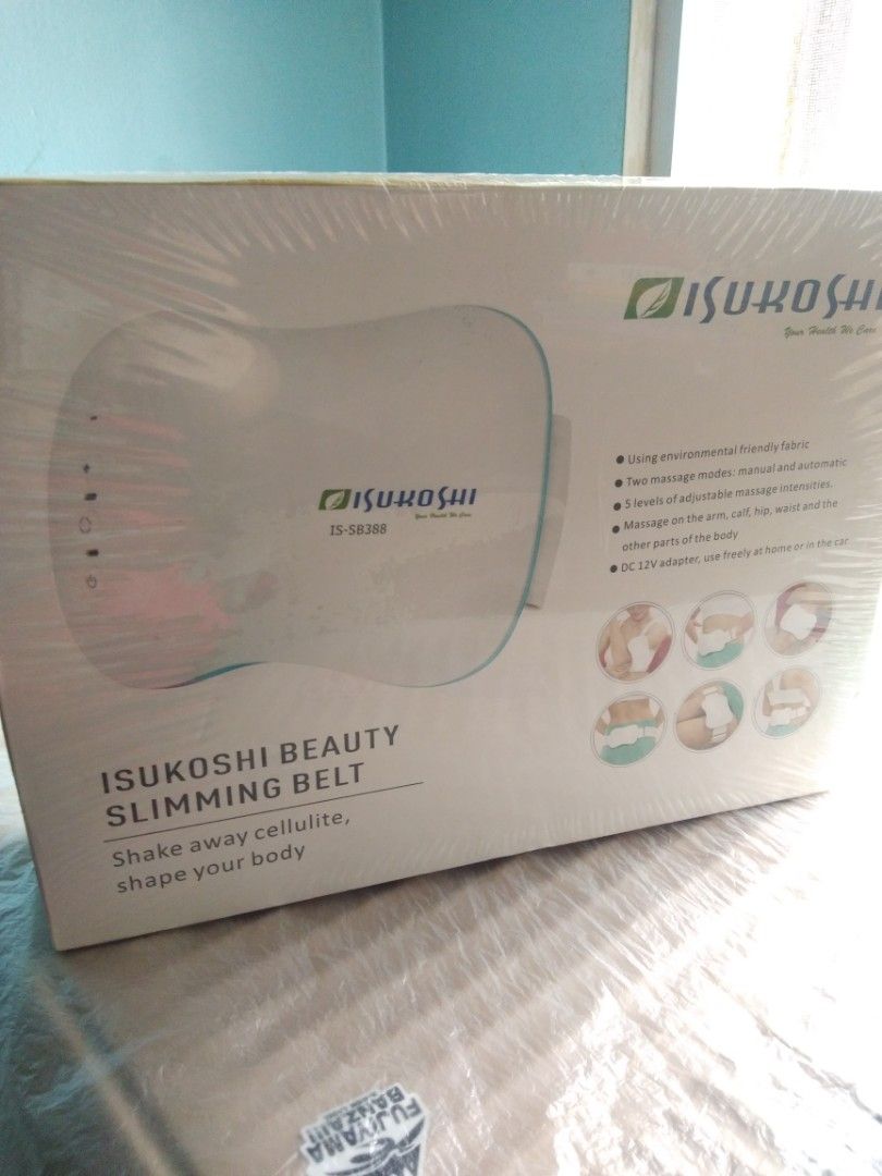 Isukoshi Beauty Slimming Belt (Category: Massage Devices) located in Las Pinas. Submitted by theseventhph (Listing ID 1236800067, Image 2). Description: Brand new and sealed Isukoshi slimming belt.