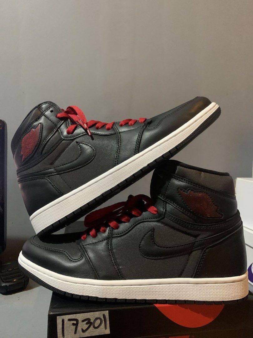 Jordan 1 Retro High Black Satin Gym Red Men s Fashion Footwear