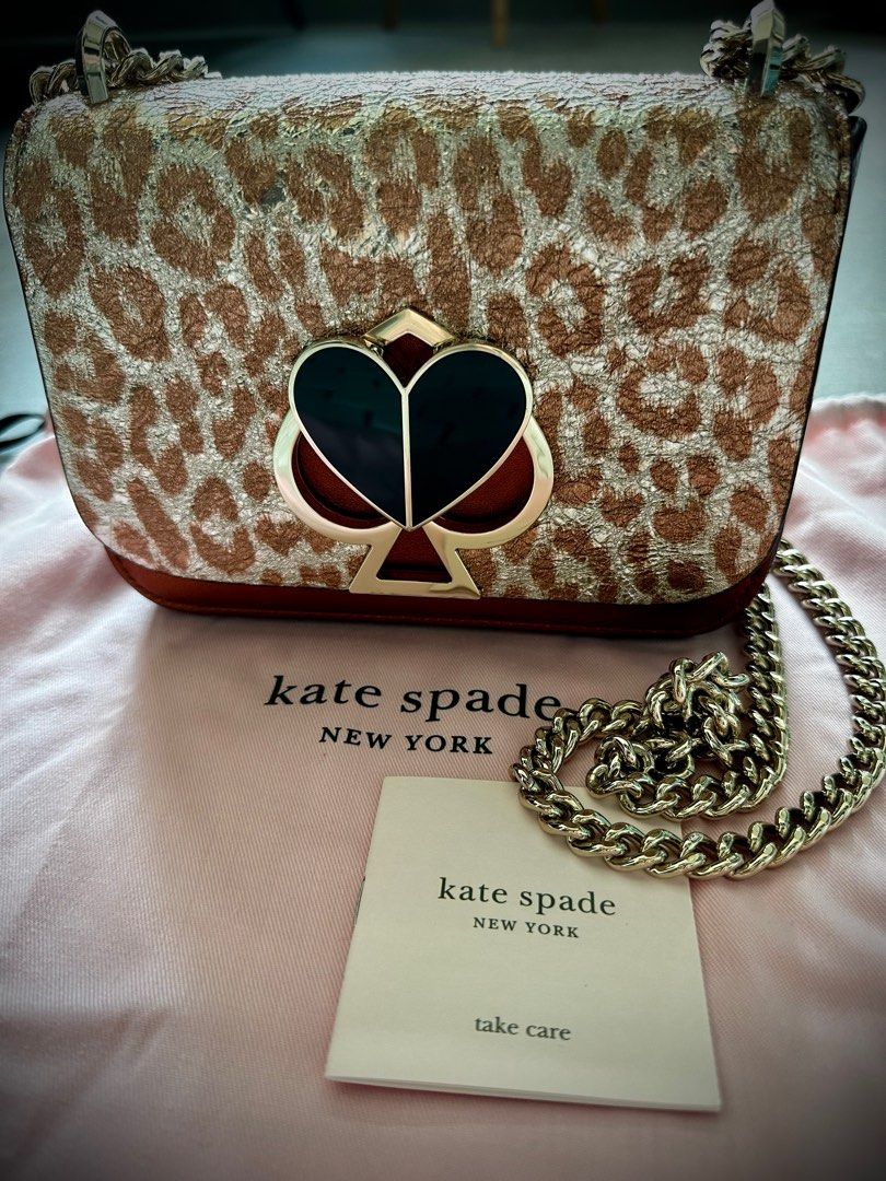 Kate Spade Nicola Metallic Leopard Twistlock Small Convertible Chain