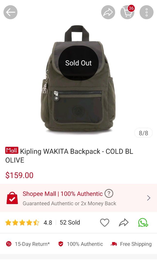 Kipling top soma backpack
