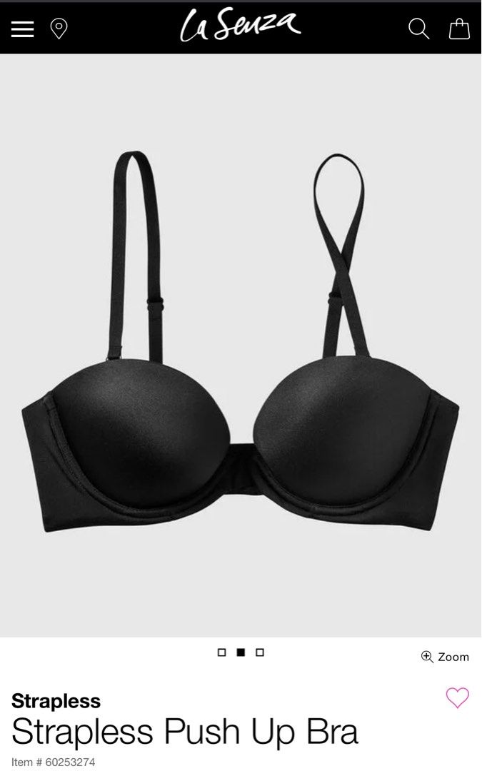 La SENZA strapless black and white push-up bra, Size 36B.