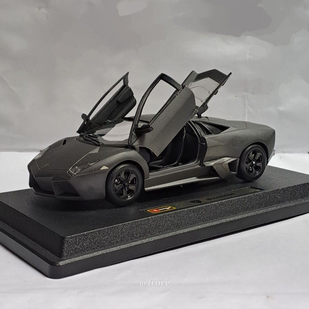 LAMBORGHINI REVENTON MATTE GREY DIECAST MODEL CAR BY BBURAGO 1 24