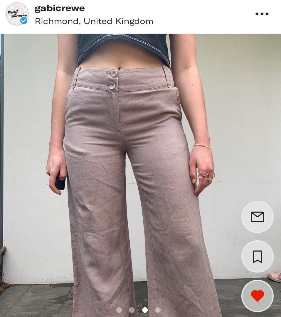 Laura Ashley taupe brown wide leg linen trousers